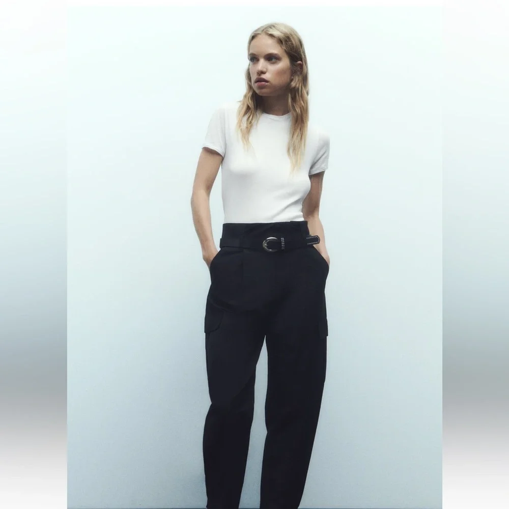 BELTED PAPERBAG PANTS - Picture 3 of 12